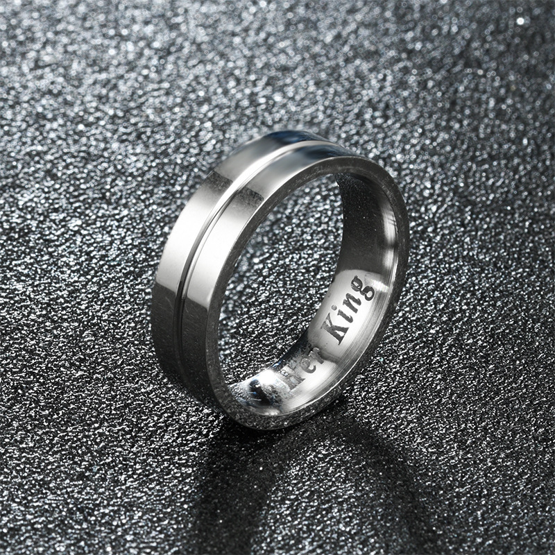 Diamond-encrusted HER KING HIS QUEEN Couple Rings