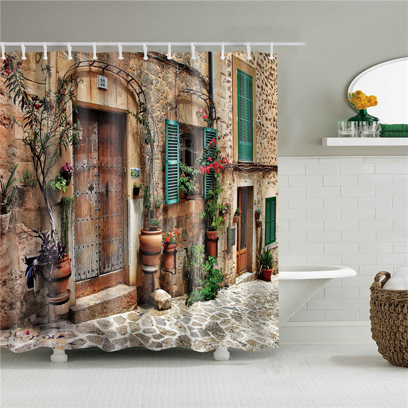 Garden Flowers Scenery Shower Curtains Bath Curtain Waterproof Bathroom Home Decor Washable Fabric Bathroom Screens - Image 10