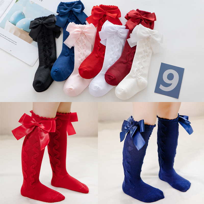 Double Bow Princess Baby Tube Socks 0 To 3 Years Old Lolita Dress Socks