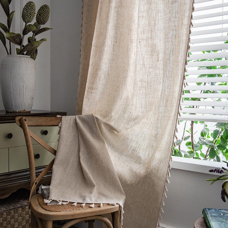 Curtains Style Simple Pure Color Jute
