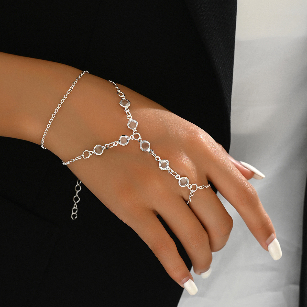 Fashion Minimalist Bracelet Ring Crystal Luxury Mitten-type Bracelet Cross-border Hot Selling Jewelry