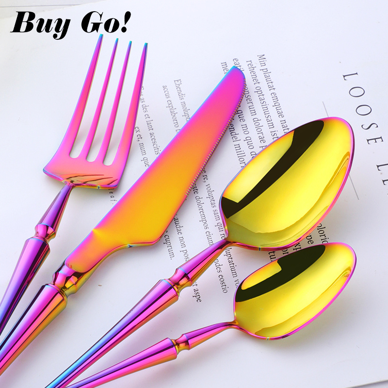 Stainless Steel Cutlery New Color Restaurant Small Waist Cutlery Four-piece Cutlery Set - Image 4