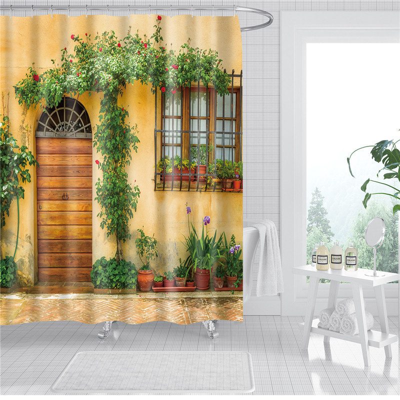 Garden Flowers Scenery Shower Curtains Bath Curtain Waterproof Bathroom Home Decor Washable Fabric Bathroom Screens - Image 3