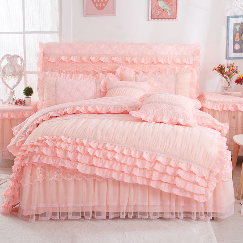 Korean Style Lace Quilted Padded Bedspread