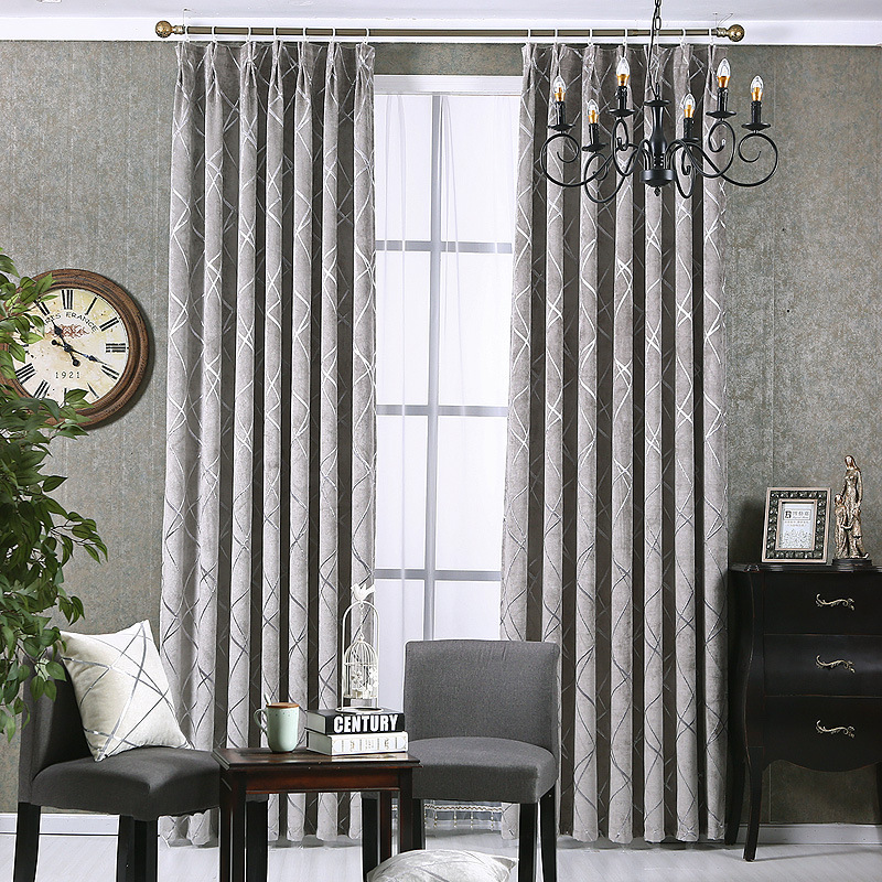 Solid Color Simple Modern Light Luxury Living Room Chenille Blackout Curtains - Image 2