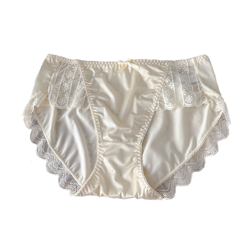 Skin-friendly Ice Silk Underwear Lace Edge Comfortable Satin Underwear Sheath Sexy Seamless Underwear Simple - Image 5