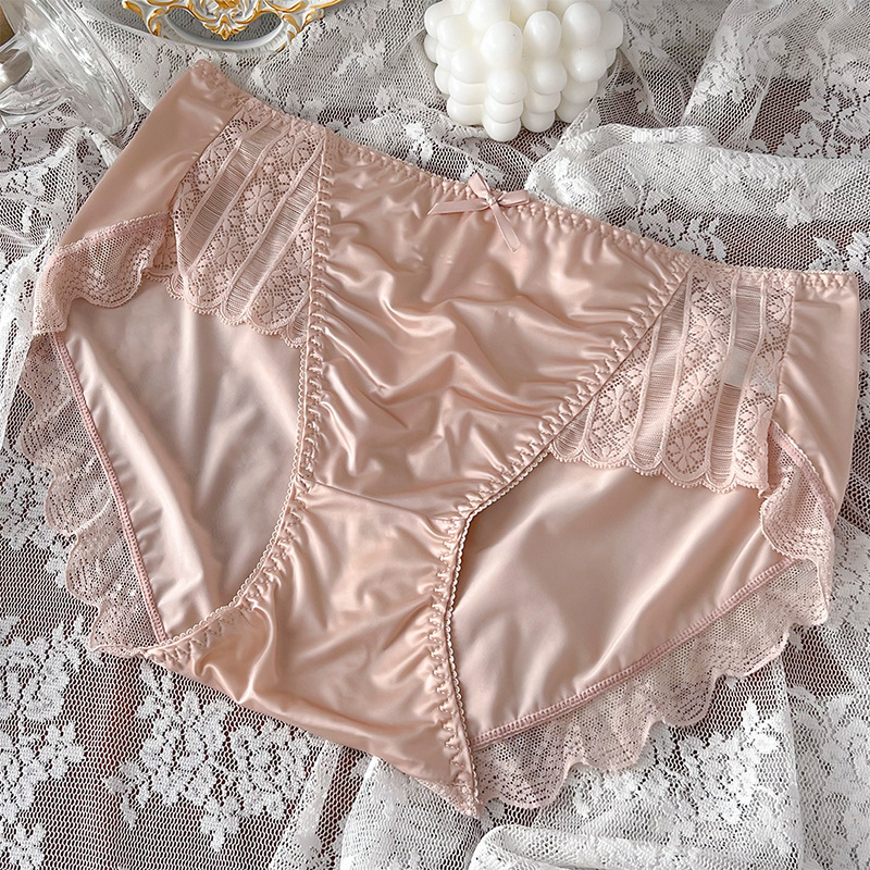 Skin-friendly Ice Silk Underwear Lace Edge Comfortable Satin Underwear Sheath Sexy Seamless Underwear Simple - Image 8