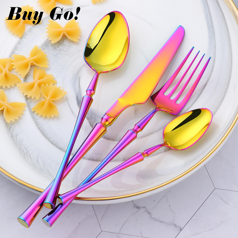 Stainless Steel Cutlery New Color Restaurant Small Waist Cutlery Four-piece Cutlery Set - Image 7