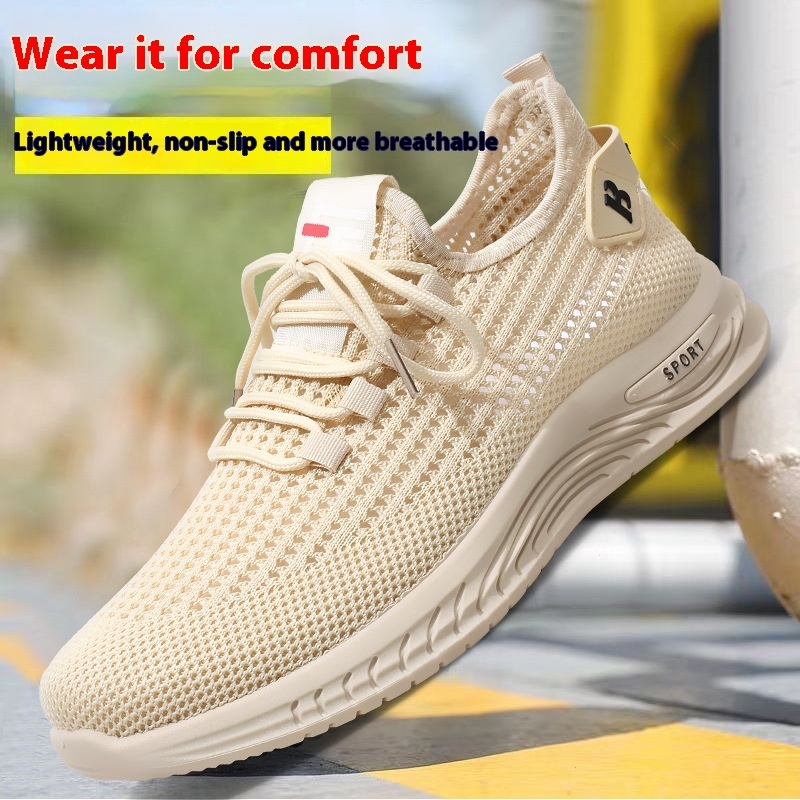 Summer Men's Leisure Shallow Mouth Soft Bottom Mesh Shoes