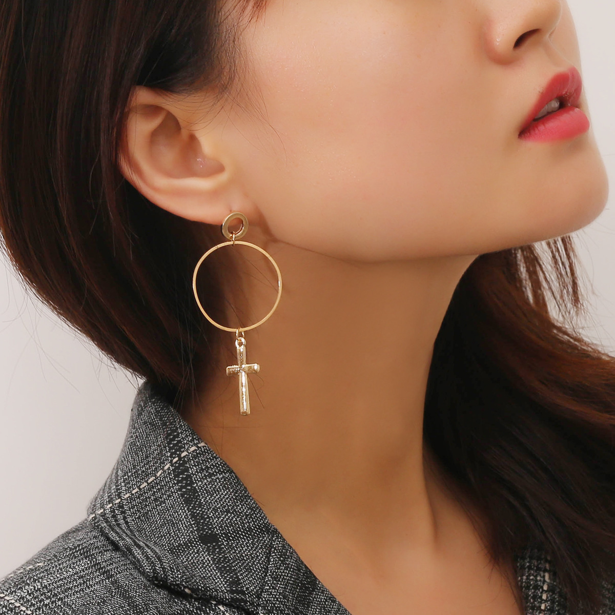 Cross pendant earrings