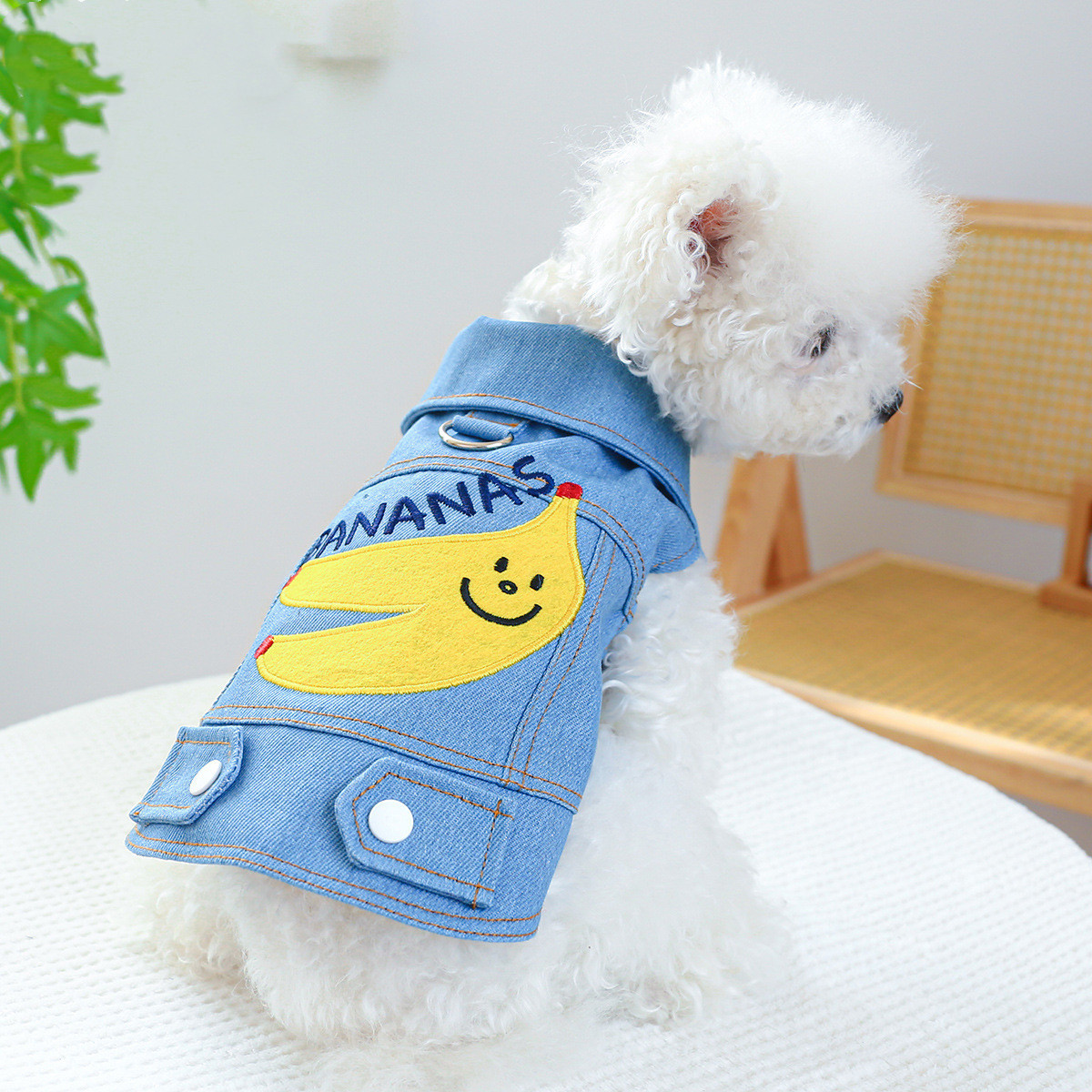 Pet Ring Dog Clothes Small And Medium-sized Dogs Banana Denim Clothing