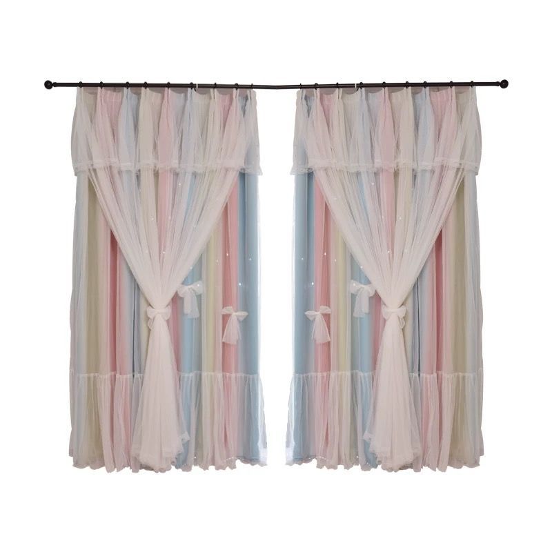 Nordic Simple Hollow Star Princess Wind Bedroom Blackout Curtains - Image 4