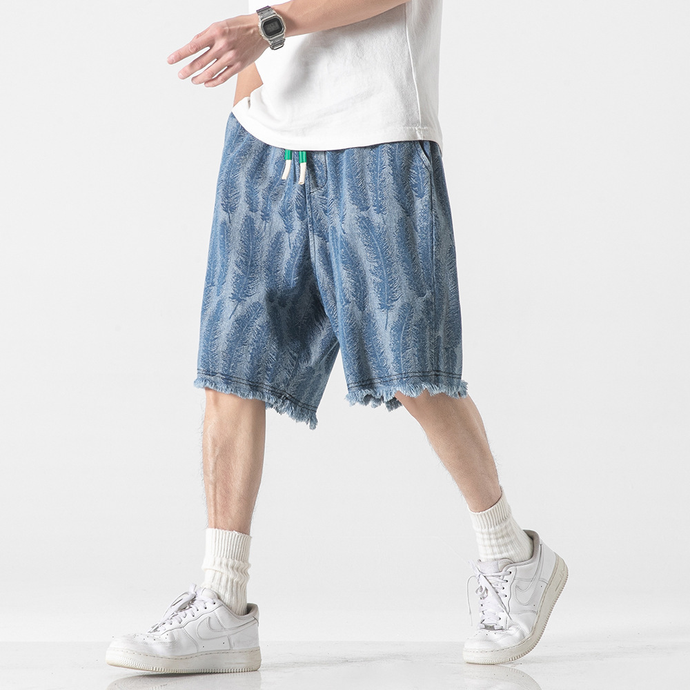 Fashion Brand Jacquard Denim Shorts Men's Clothing