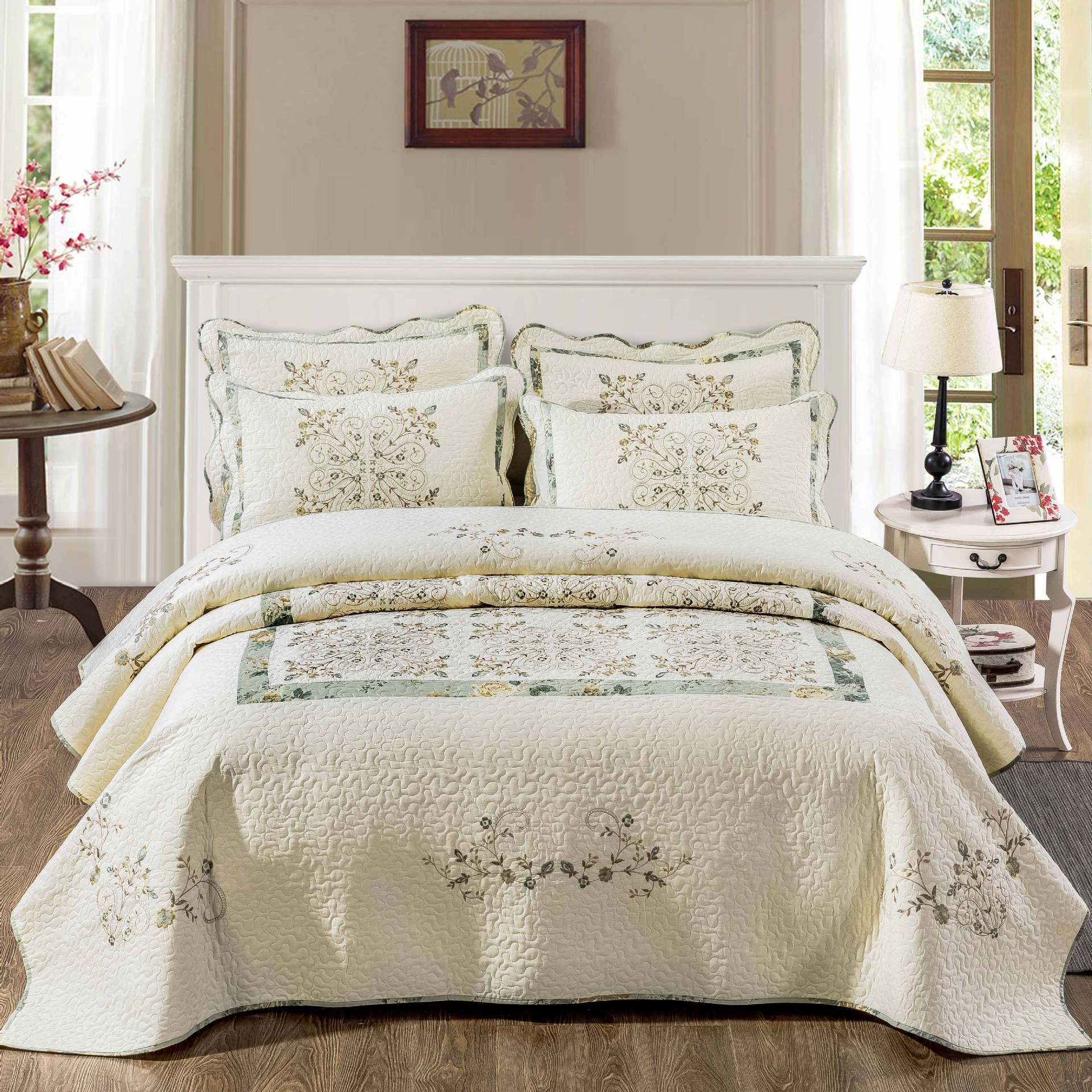 European Creative Embroidery All Cotton Pure Cotton Bedspread Suit