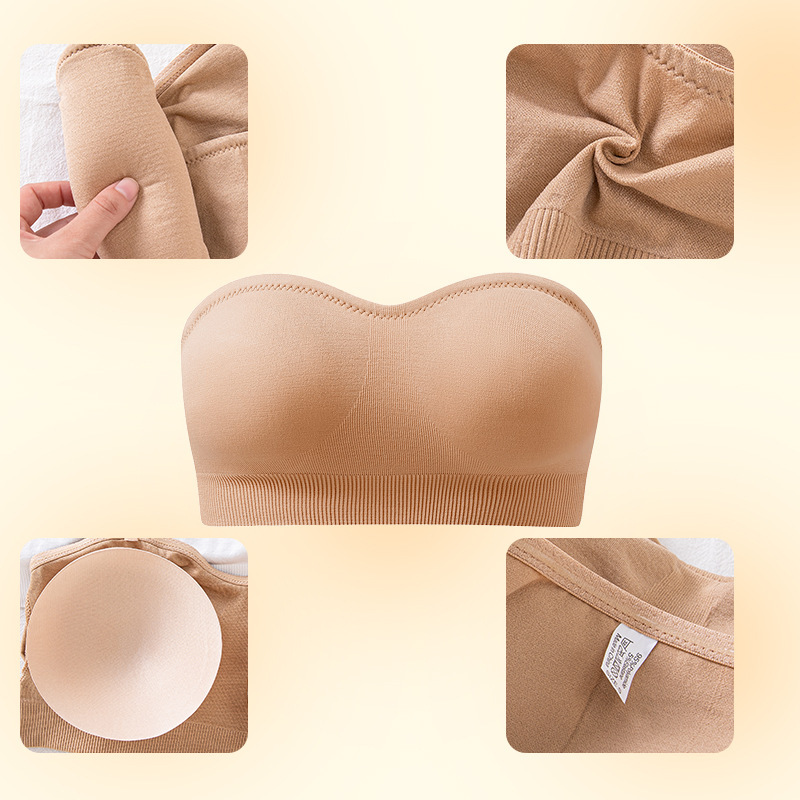 Plus Size Non-slip Silicone Push Up Leaky Shoulder Wrap Chest Women's Bra Strapless Wireless Bandeau - Image 3
