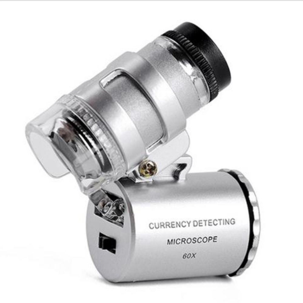 Pocket-sized 60 Times Microscope LED Light, Miniature Microscope, Portable Microscope