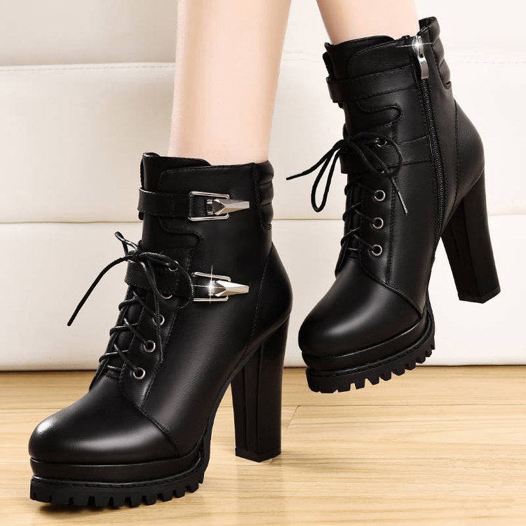 British Style Round Toe High Heel Women Shoes