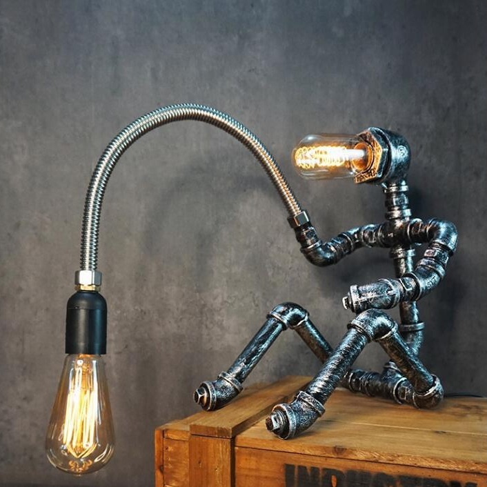 Retro Industrial Style Bar Water Pipe Table Lamps