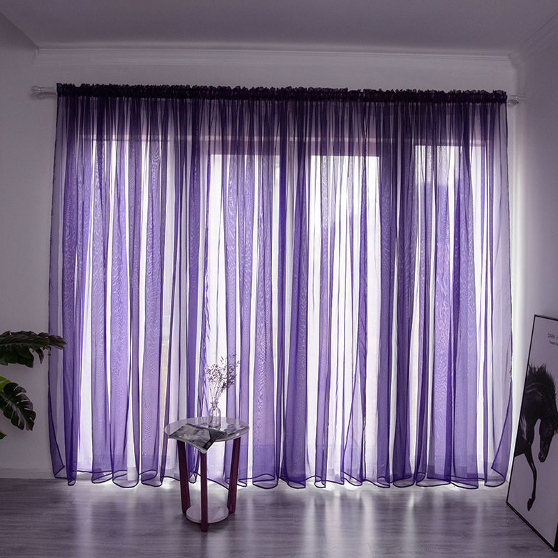 Simple And Modern Balcony Solid Color Gauze Curtain - Image 3