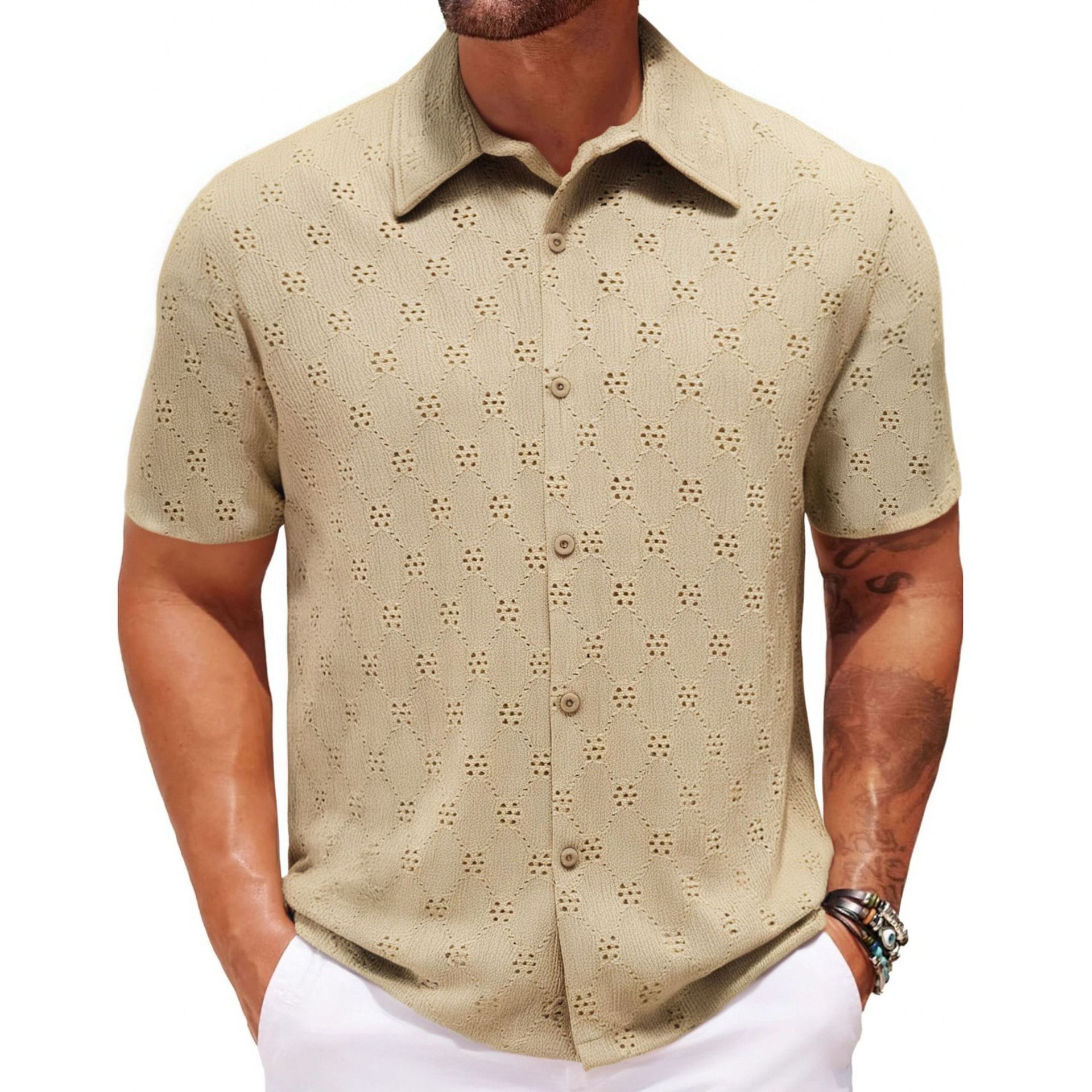 Hollow Jacquard Summer Casual Short Sleeve