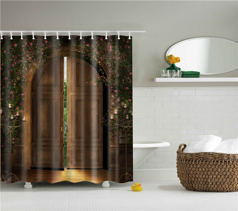 Garden Flowers Scenery Shower Curtains Bath Curtain Waterproof Bathroom Home Decor Washable Fabric Bathroom Screens - Image 4