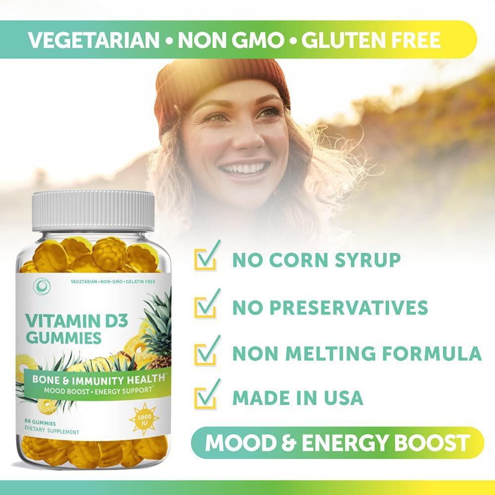 60 Vitamin D3 Gummies Plant Based, Gelatin Free