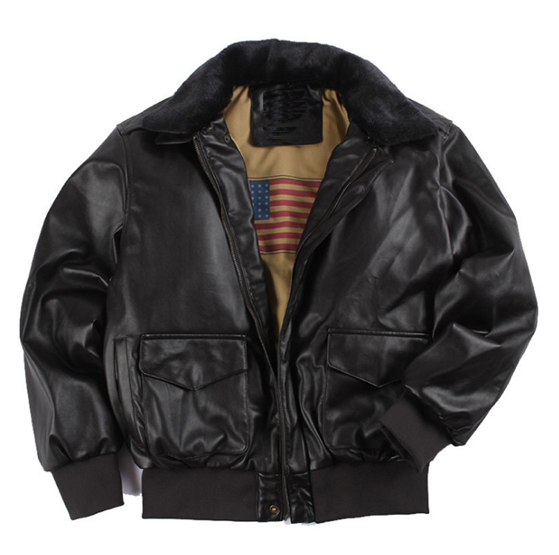 Retro Oversized Air Force Fur Leather Coat