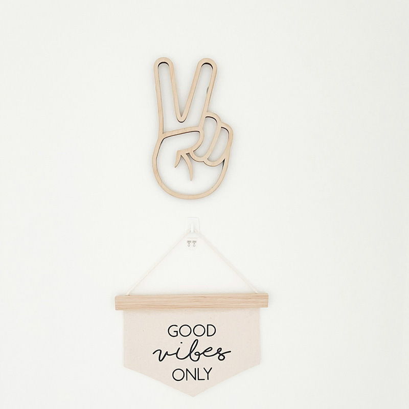 Wooden Gesture Modeling Wall Sticker Creative Wall Decoration