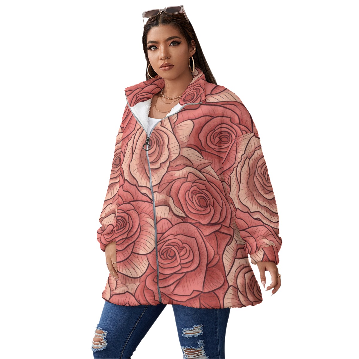 Printed Borg Fleece Zip Jacket — Soft, Warm and Stylish