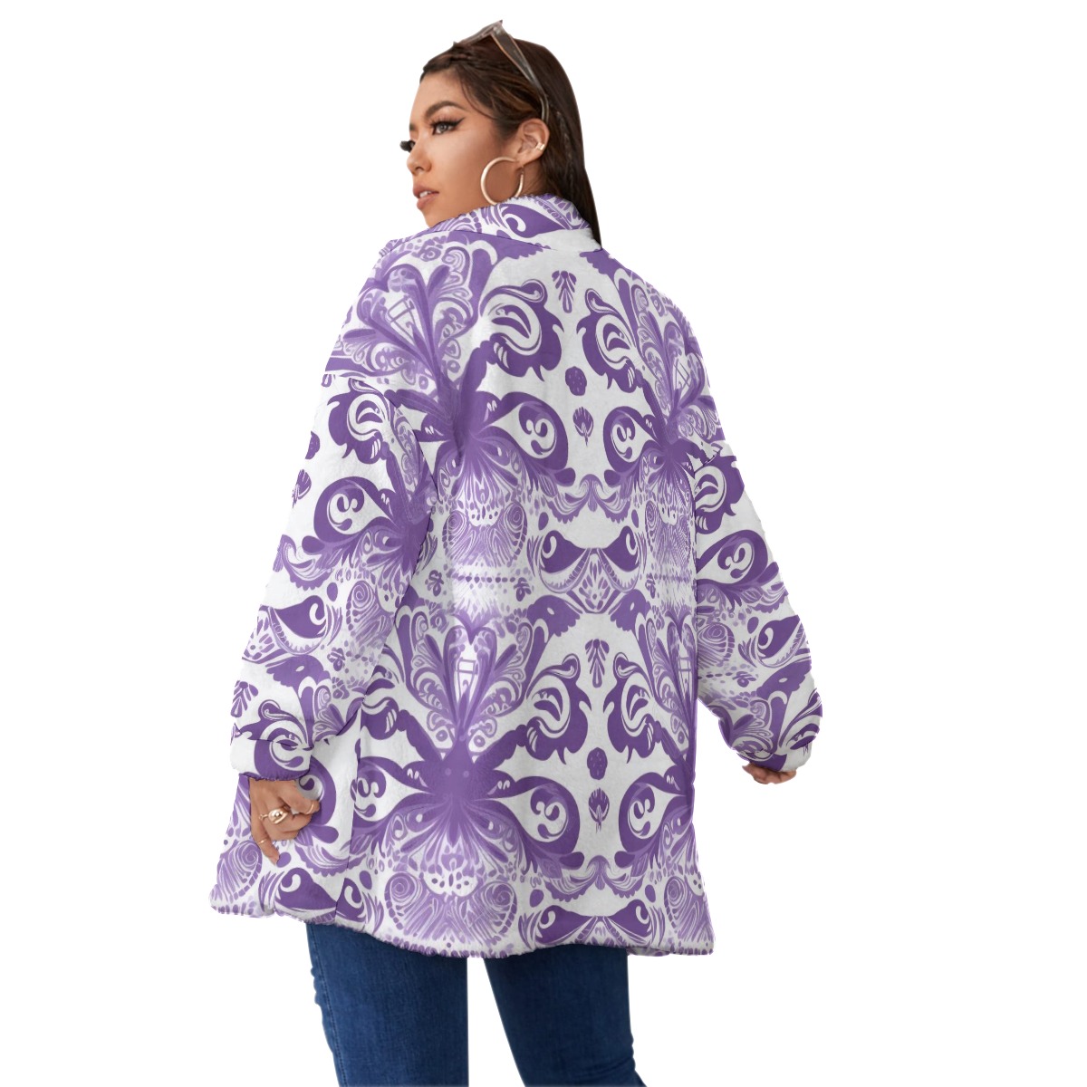 Arctic Comfort All-Over Print Borg Fleece Zip Jacket — Ultra Soft, Warm Plus Size Friendly
