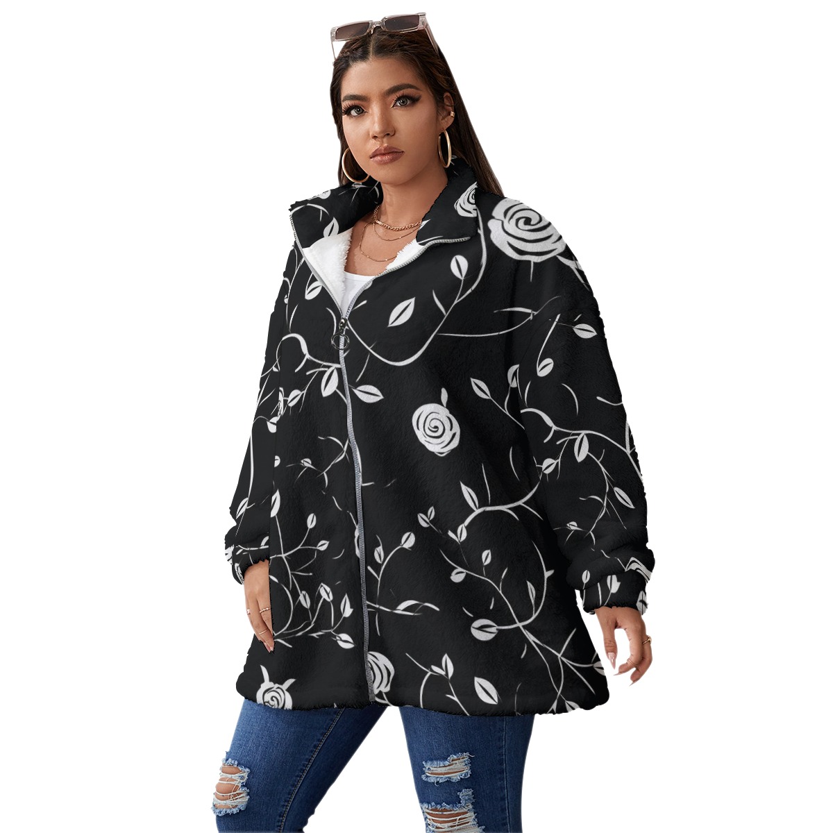 Cozy Stand-Up Collar Fleece Jacket with Double-Sided Warmth