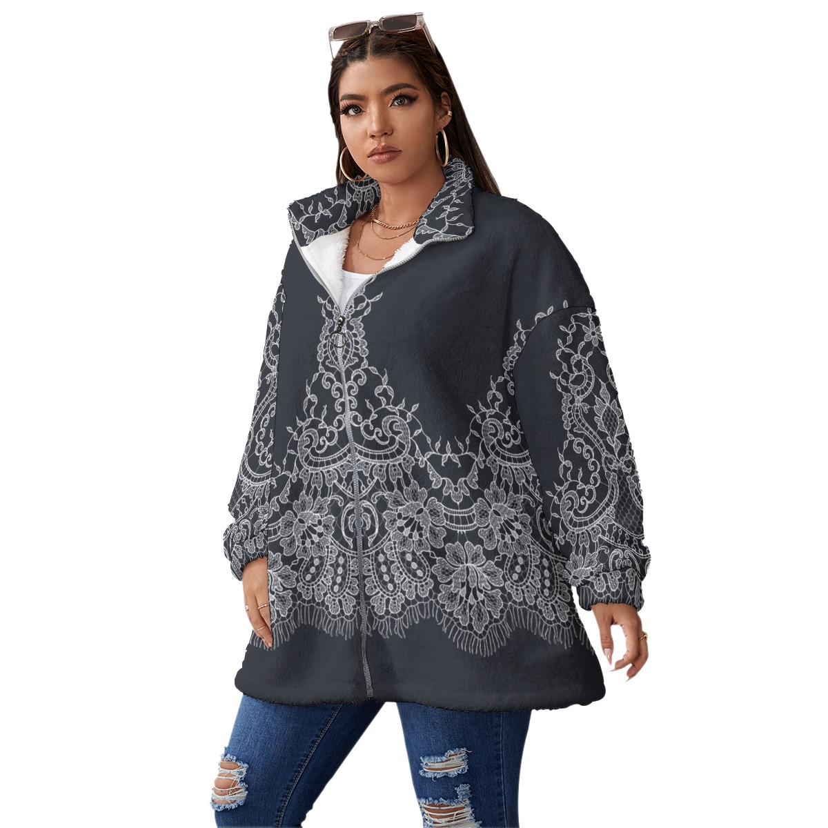 Warm Winter Essential: Flannel Borg Fleece Zip Up Jacket