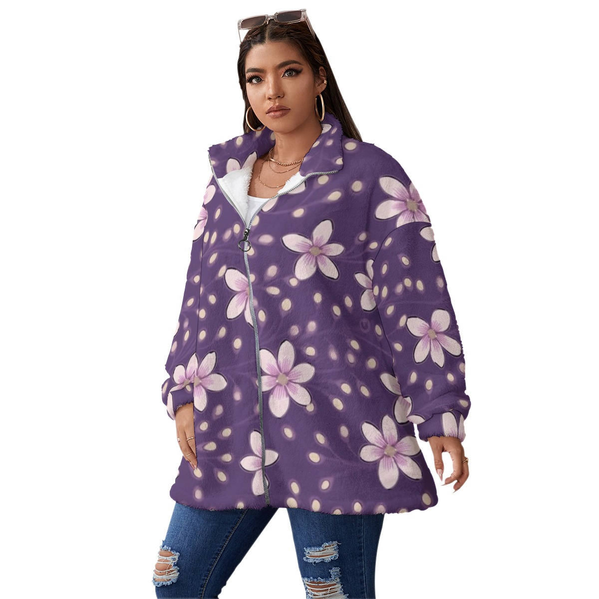 Plus Size Friendly Borg Fleece Coat for Cold Days