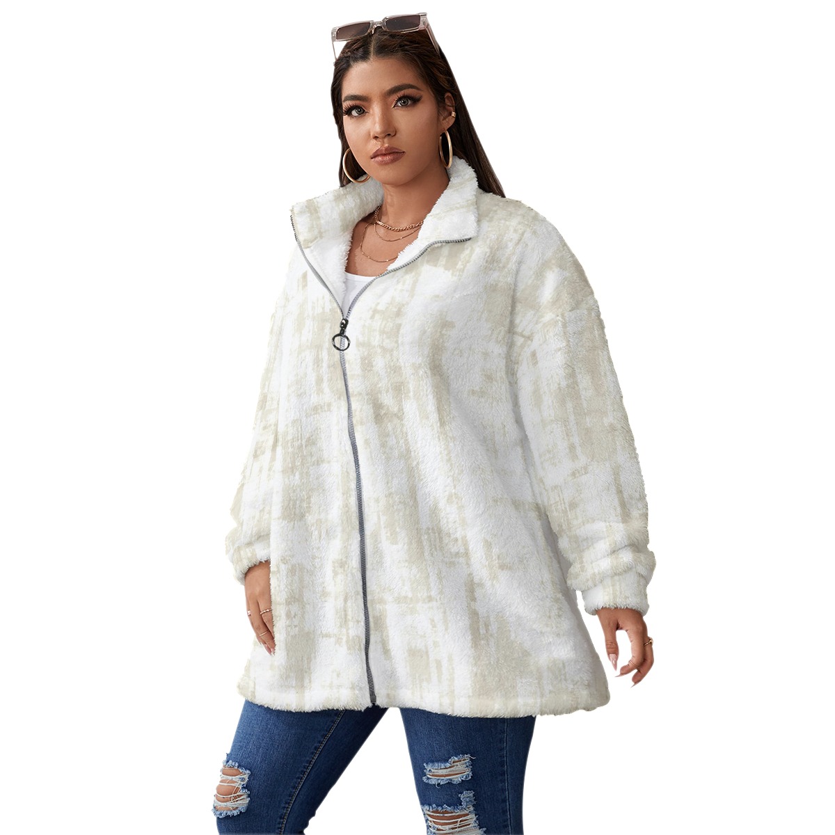 Premium Plus Size Borg Fleece Coat with Tight Cuffs for Cold Weather