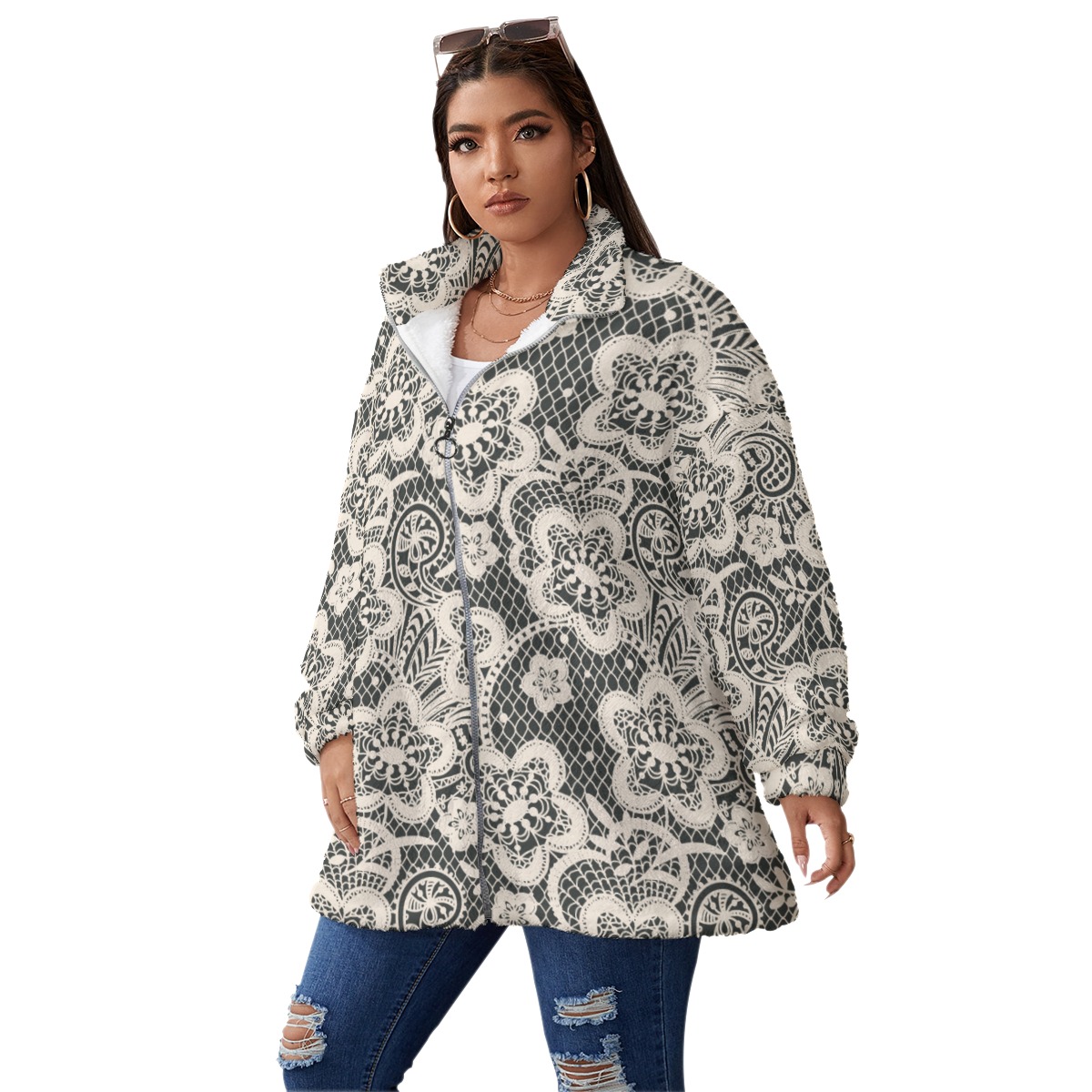 Stand Collar Winter Fleece Coat — Plus Size Inclusive