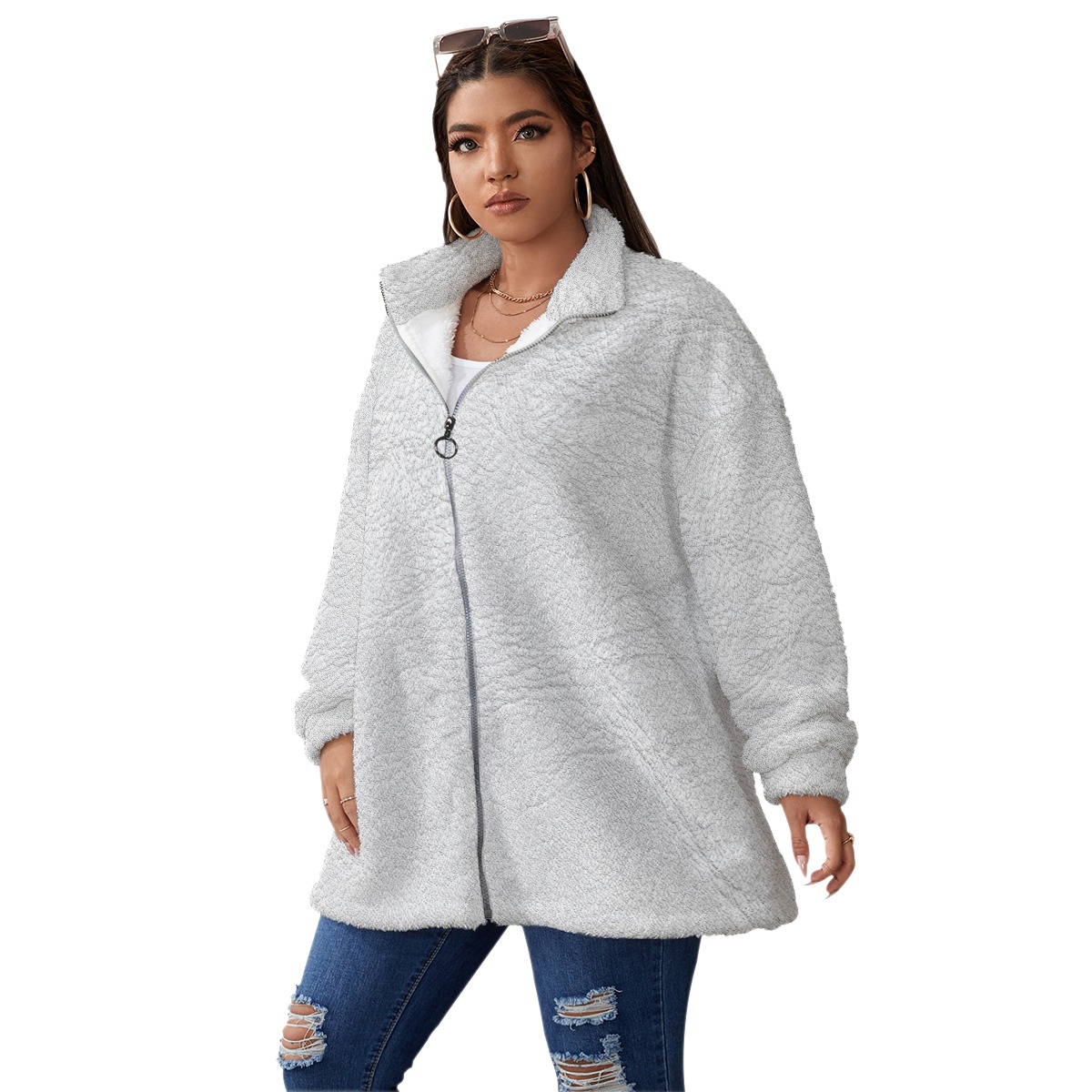 Plush Stand Collar Winter Coat — Unisex Borg Fleece