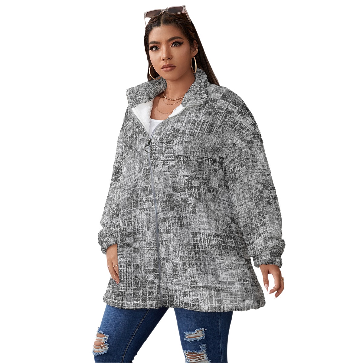 Unisex Plus Size Zipper Fleece Coat for Winter Adventures