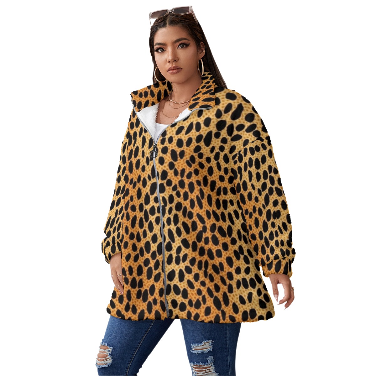 Cozy Everyday Borg Fleece Winter Coat with Stand-Up Collar