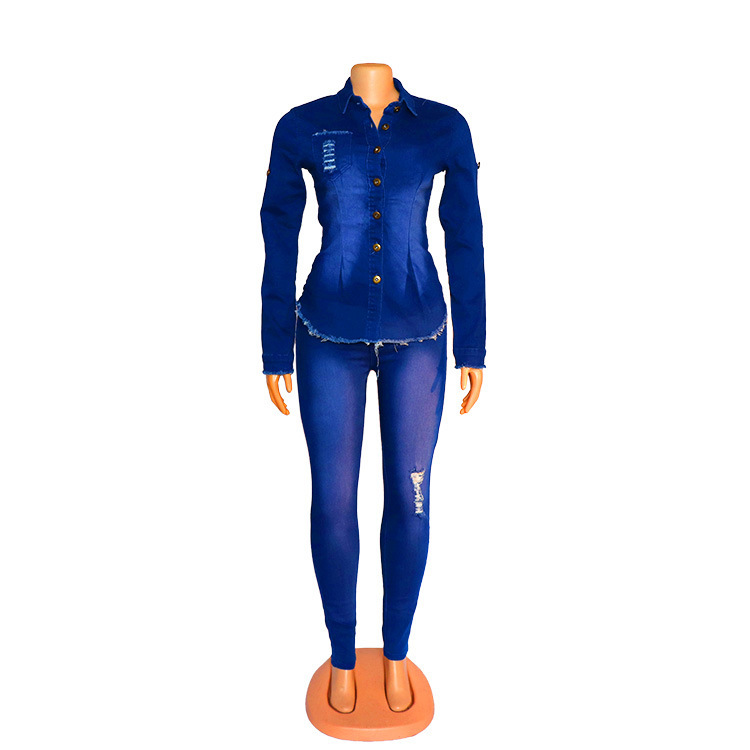 Denim Women's Fashion Denim Suit - Image 3