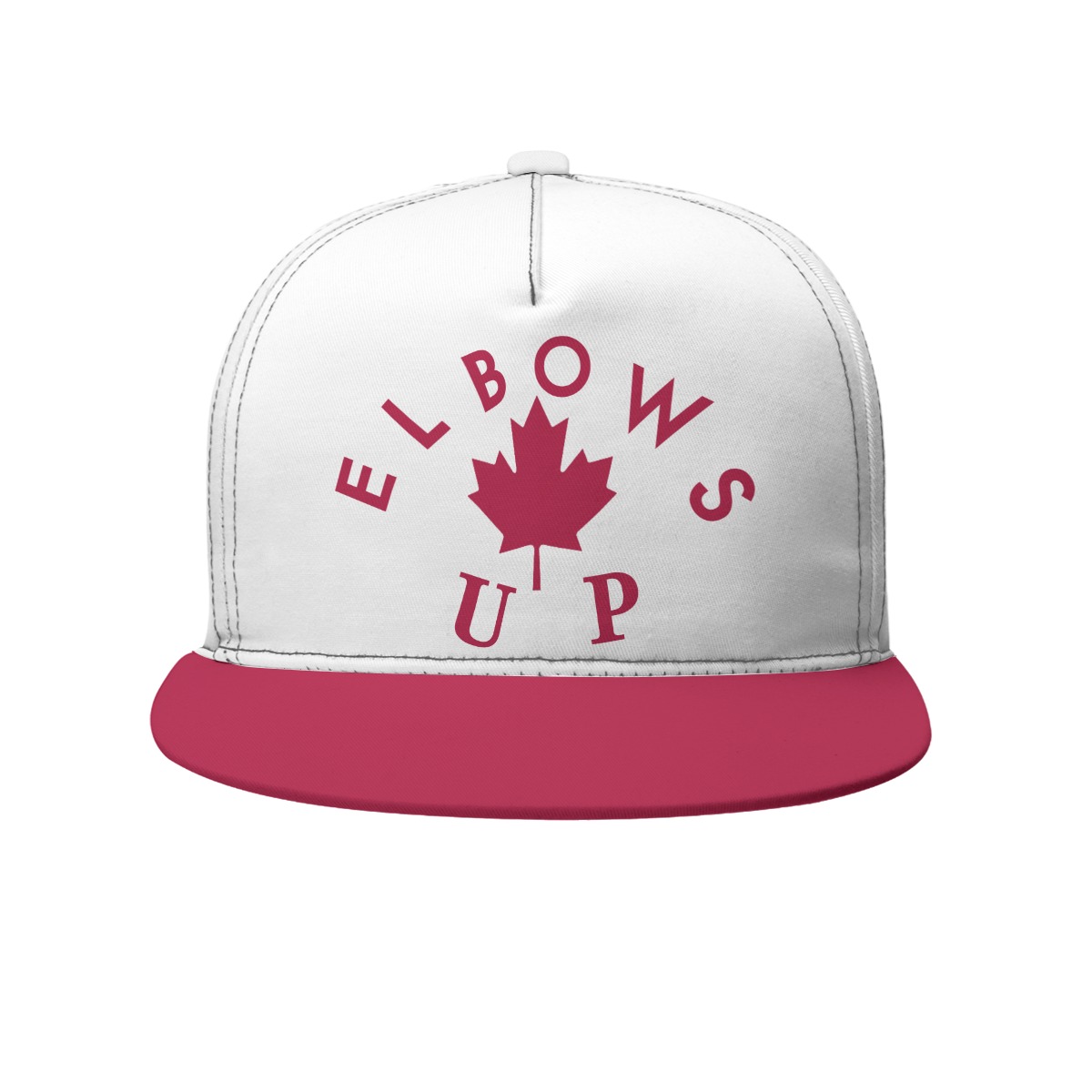Flat-Brim Baseball Cap with 'Elbows Up' Design, Breathable Polyester Fabric