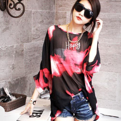 Large Women Bohemian Chiffon Shirt