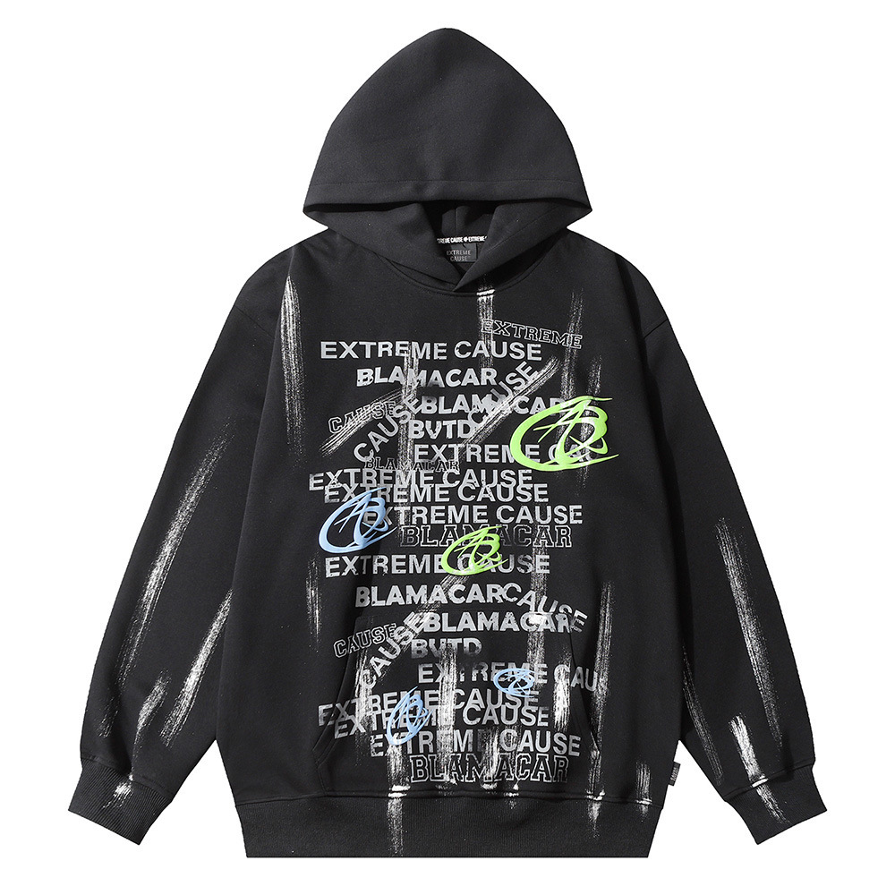 Fashion Letter Graffiti Printed Hoodie Men