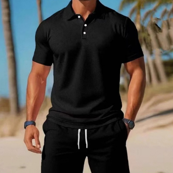 Men's Summer Casual Sports All-matching Slim Fit Short-sleeved Polo Shirt Shorts