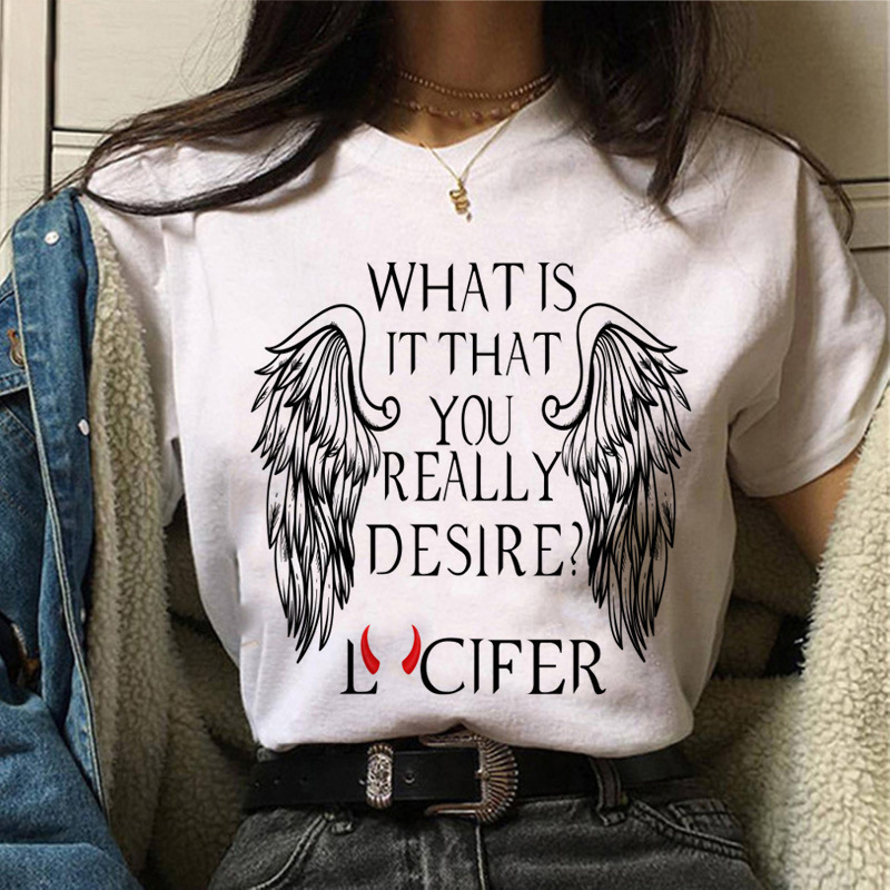 Devil Lucifer Tshirt Printed Casual Modal Short-sleeved T-shirt
