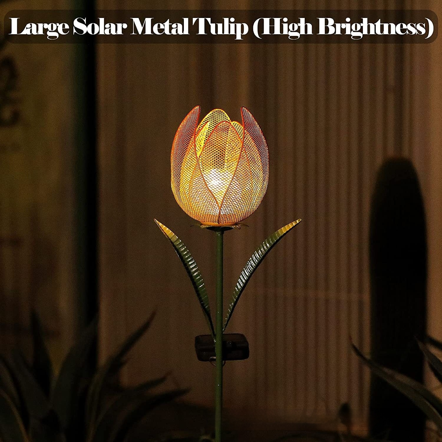Solar Floor Outlet Courtyard Outdoor Garden Landscape Wrought Iron Tulip Lamp Hollow Petal Lamp Decoration