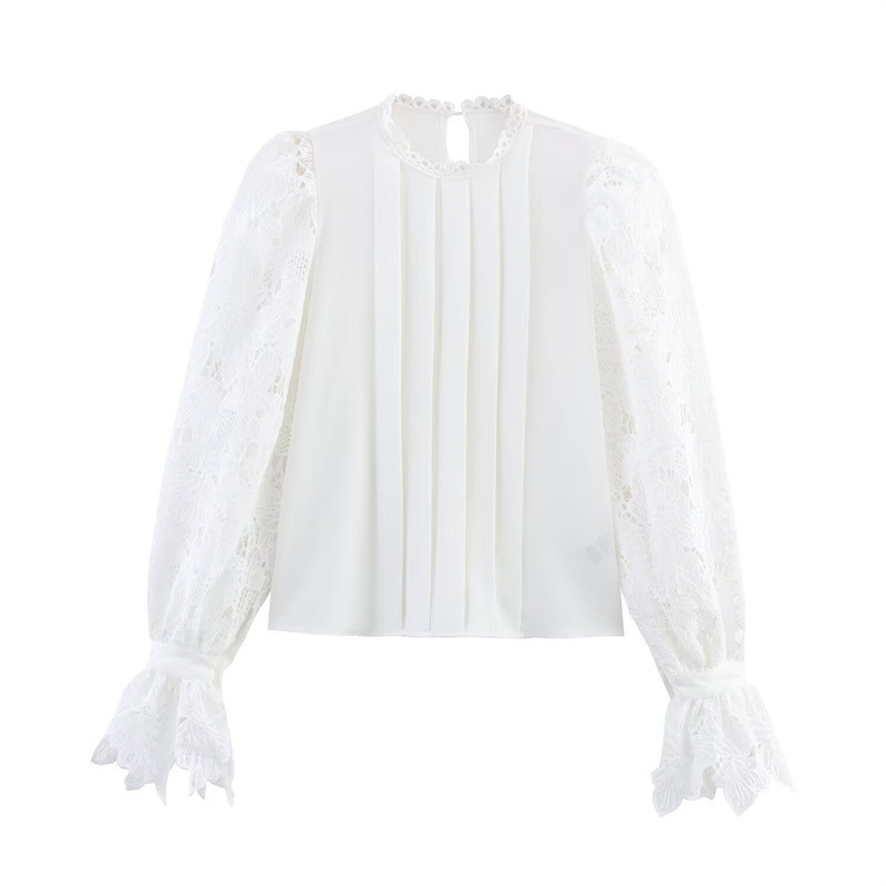 New Spring And Summer Laminated Casual Loose Temperament Puff Sleeve Shirt Top