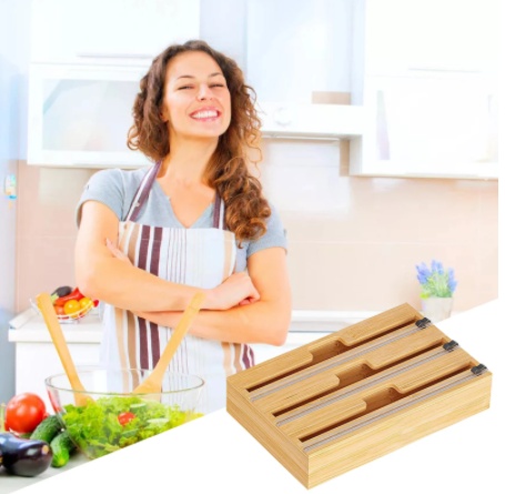 Kitchen Cling Paper Cutting Multi-direct Supply Aluminum Foil Paper Cutter Cling Film Bamboo Storage Box
