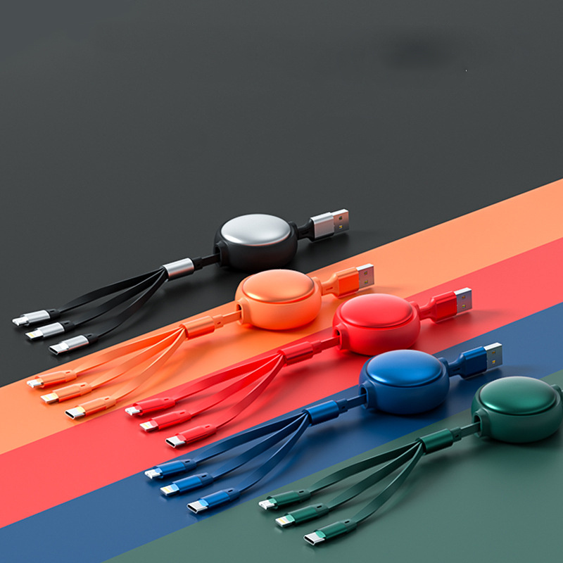 3-in-1 Retractable Cable for iPhone, Android & Type-C Devices
