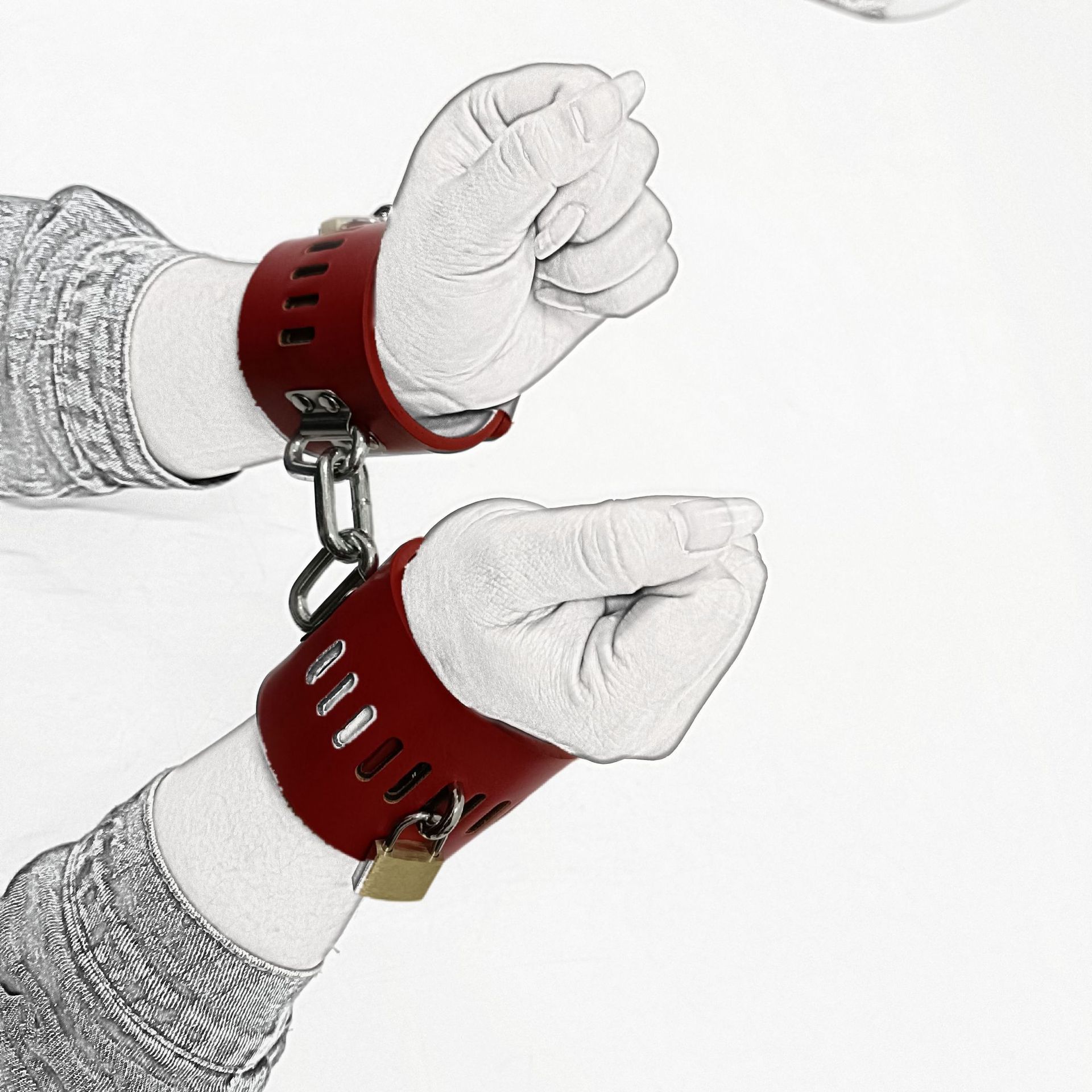Stylish Artificial Leather Handcuffs - Black, Red, Silver Options