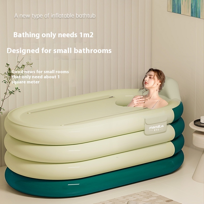 Inflatable Mint Green Bath Tub Set - Foldable & Portable